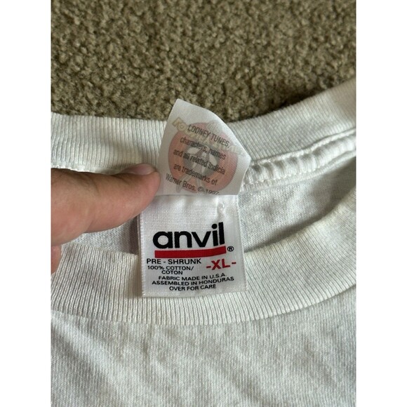 Vintage 90s Warner Bros Looney Tunes Dental Team T Shirt XL White Rare - Picture 4 of 5